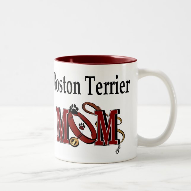 Caneca De Café Em Dois Tons Boston Terrier Dog MOM (Direita)