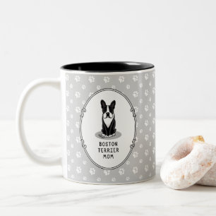 Caneca De Café Em Dois Tons Boston Terrier Mãe (preto) - Cachorro bonito
