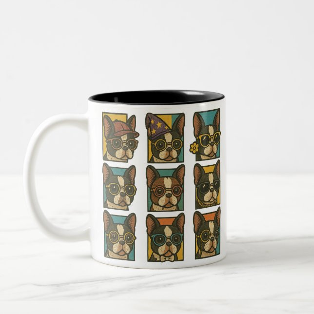 Caneca De Café Em Dois Tons Boston Terrier Trendsetters (Esquerda)