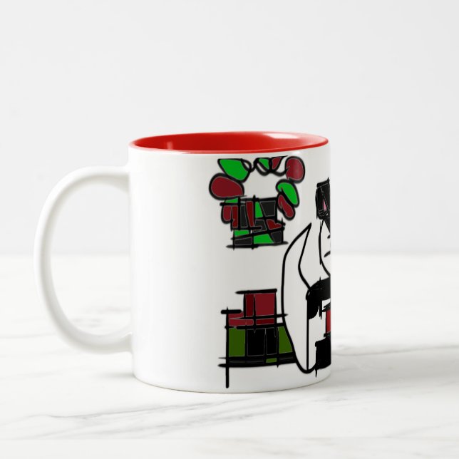 Caneca De Café Em Dois Tons Boston terrier Winter (Esquerda)
