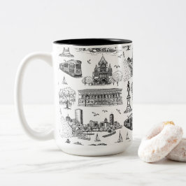 Caneca De Café Em Dois Tons Boston Toile (Ed. Aniversário) Preto/Branco