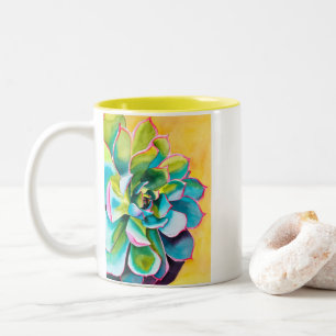Caneca De Café Em Dois Tons Botânica com suculência aquosa