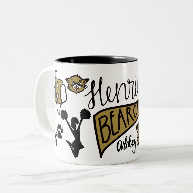 Caneca De Café Em Dois Tons Botão Espiritório Escolar (Frente Esquerda)