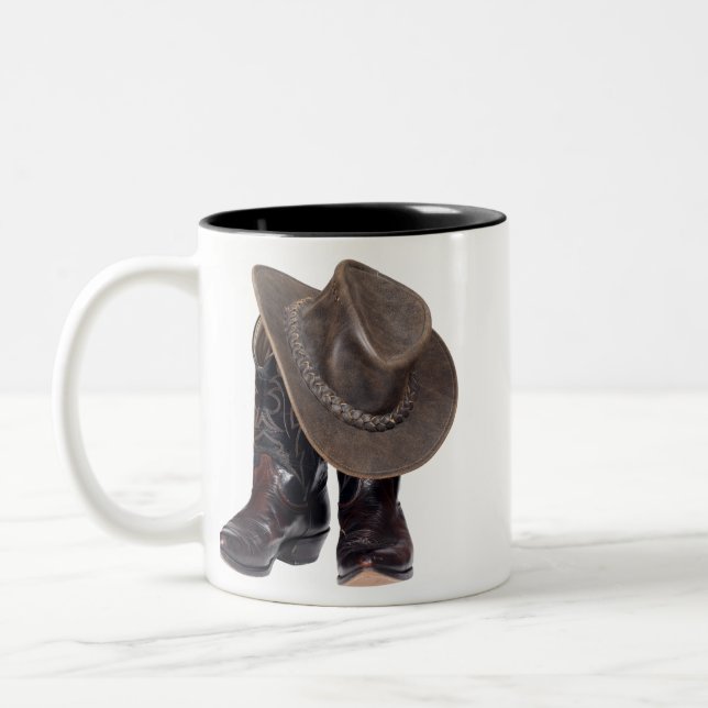 Caneca De Café Em Dois Tons Botas e chapéu de vaqueiro (Esquerda)