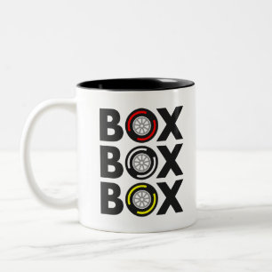 Caneca De Café Em Dois Tons "Box Box Box Box" F1 Design do conjunto do pneu