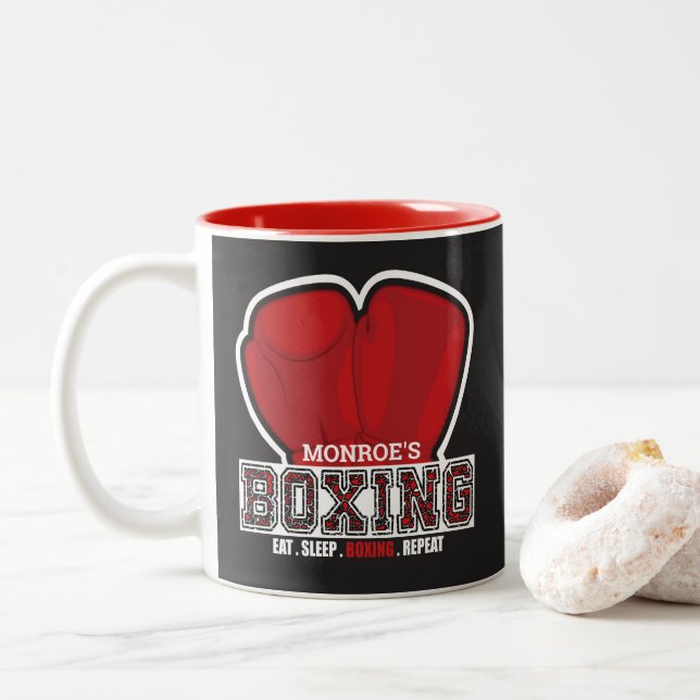 Caneca De Café Em Dois Tons Boxer Boxer Boxer Glove Prize Fighter (Com Donut)