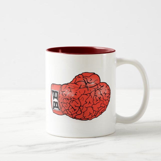 Caneca De Café Em Dois Tons Boxing Brain Mug (Vermelho) (Direita)