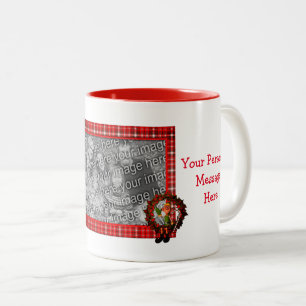 Caneca De Café Em Dois Tons Boy Elf Wreath Natal Personalizado Foto