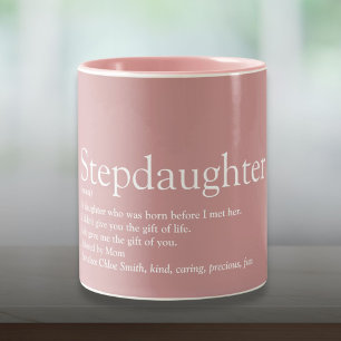 Caneca De Café Em Dois Tons Branca Moderna de Definição de Stepfilha Rosa