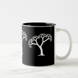 Caneca De Café Em Dois Tons Branco da árvore do Fractal