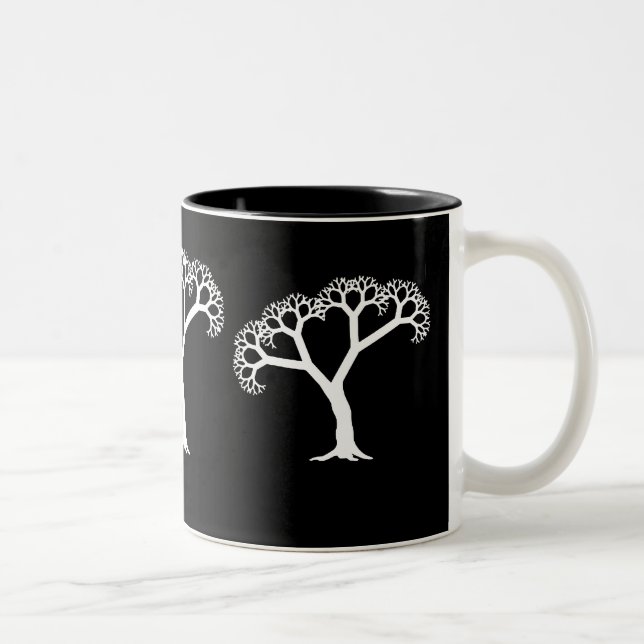 Caneca De Café Em Dois Tons Branco da árvore do Fractal (Direita)