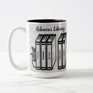 Caneca De Café Em Dois Tons Branco da Biblioteca de Títulos Personalizados