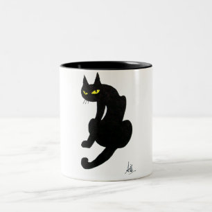 Caneca De Café Em Dois Tons Branco NINJA CAT NEGA