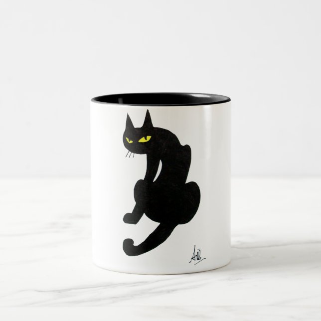 Caneca De Café Em Dois Tons Branco NINJA CAT NEGA (Centro)