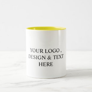 Caneca De Café Em Dois Tons Branco Personalizado – Seu Logotipo e Texto Aqui