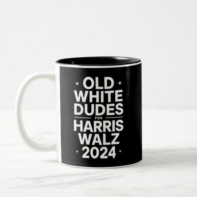 Caneca De Café Em Dois Tons Brancos - Democratas do Harris Walz (Esquerda)