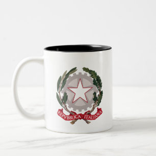 Caneca De Café Em Dois Tons Brasão de armas da Itália símbolo do país bandeira