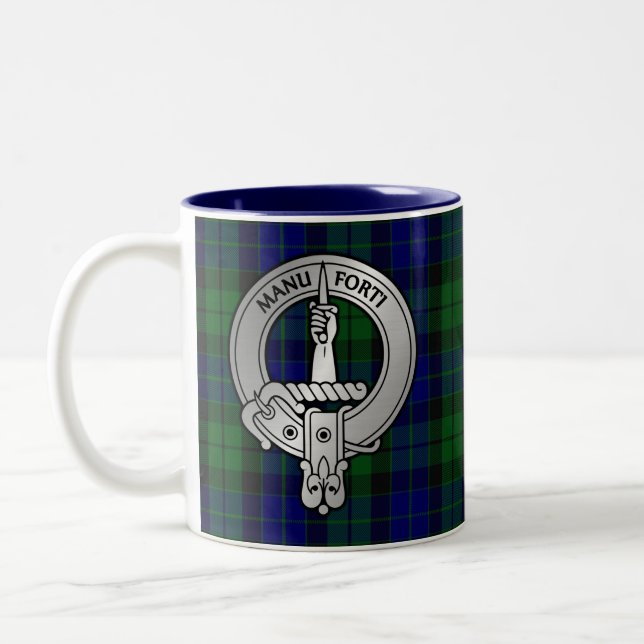 Caneca De Café Em Dois Tons Brasão e Tartan do Clã MacKay (Esquerda)