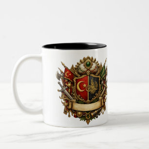 Caneca De Café Em Dois Tons Brasão Real Otomano & Citação Legada