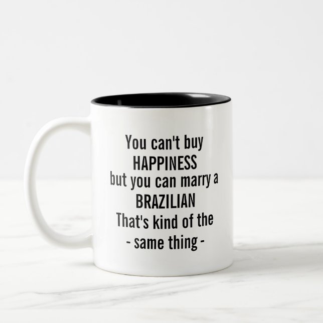 Caneca De Café Em Dois Tons Brasil Engraçado Presente Patrotico Brasileiro (Esquerda)