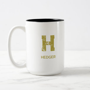CANECA DE CAFÉ EM DOIS TONS BRASS MINIMALISTA MONOGRAMA DE UMA LETRA NOME BRAN