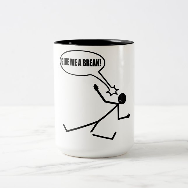 Caneca De Café Em Dois Tons Break Time Stick Man Coffee Mug (Centro)