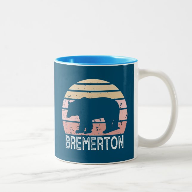 Caneca De Café Em Dois Tons Bremerton Washington Retro Bear (Direita)