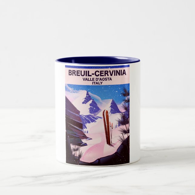 Caneca De Café Em Dois Tons Breuil-Cervinia, Valle d’Aosta, itália, poster de  (Centro)