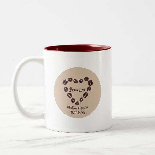 Caneca De Café Em Dois Tons Breve Amor Café Bean Heart (Esquerda)
