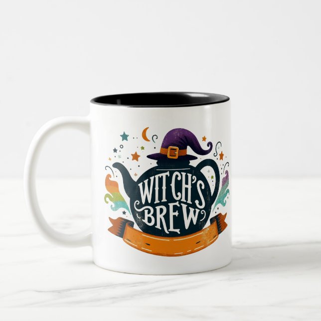 Caneca De Café Em Dois Tons Brew da bruxa- Halloween (Esquerda)