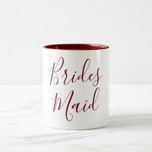 Caneca De Café Em Dois Tons Bridesmaid Burgundy e White Cursive