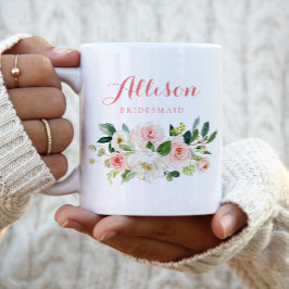 Caneca De Café Em Dois Tons Bridesmaid floral rosa Personalizada