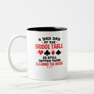 Caneca De Café Em Dois Tons Bridge Player Engraçado Citação no Dia Mau Na Mesa