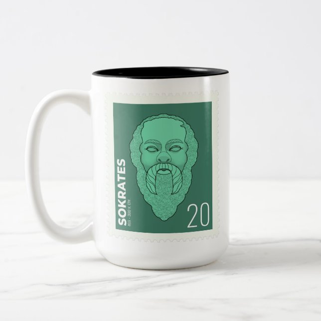 Caneca De Café Em Dois Tons Briefmarke Sokrates -   (Esquerda)