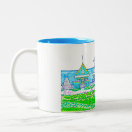 Caneca De Café Em Dois Tons Bright Beach Cottage Blue Mug