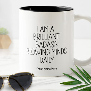 Caneca De Café Em Dois Tons Brilhante Badass Blowing Mente Engraçada Citação M