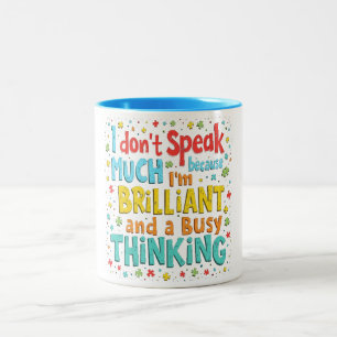 Caneca De Café Em Dois Tons Brilhante e Ocupado Pensando