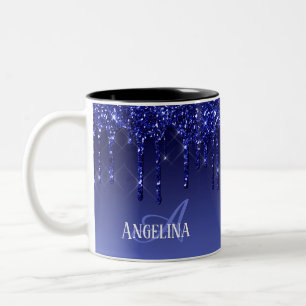 Caneca De Café Em Dois Tons Brilho Azul Personalizado