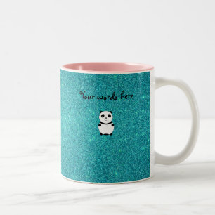 Caneca De Café Em Dois Tons Brilho bonito de turquesa da panda do bebê