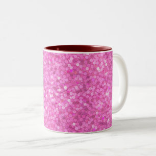 Caneca De Café Em Dois Tons Brilho de Lantejoulas Rosa