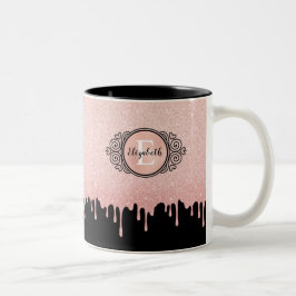 Caneca De Café Em Dois Tons Brilho Dourado de Rosa preto