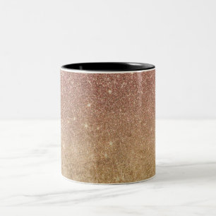 Caneca De Café Em Dois Tons Brilho Dourado do rosa do rosa e malha da folha