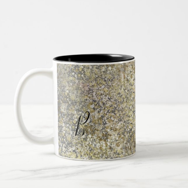Caneca De Café Em Dois Tons Brilho Dourado Moderno Crackle Chic Glamour (Esquerda)