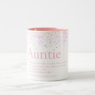 Caneca De Café Em Dois Tons Brilho Rosa Feminino Divertido Melhor Tia Definiçã