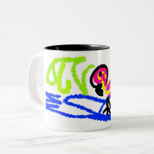 Caneca De Café Em Dois Tons Brincadeiras de flamingos cor-de-rosa, diversão de