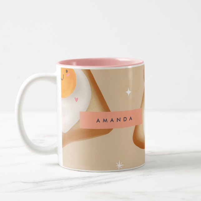 Caneca De Café Em Dois Tons Brinde Smiley Personalizada e Padrão de Ovos (Esquerda)