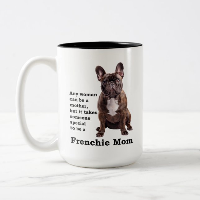 Caneca De Café Em Dois Tons Brindle French Bulldog Mãe (Esquerda)