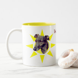 Caneca De Café Em Dois Tons Brindle Greyhound Dog Face Personalizado
