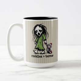 Caneca De Café Em Dois Tons Brinquedo de Macaco de Meia Fantasma Fofa Frase En