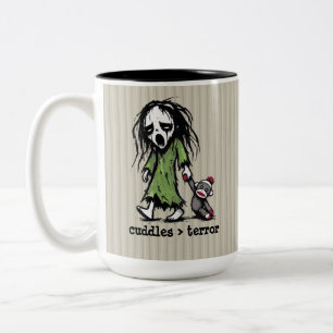 Caneca De Café Em Dois Tons Brinquedo de Macaco de Meia Fantasma Fofa Frase En